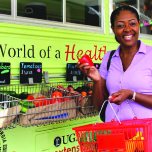 woman shopping at the mobile market